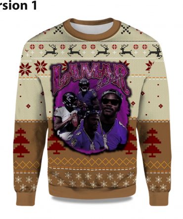 2025 Lamar Jackson Baltimore Ravens Ugly Sweater