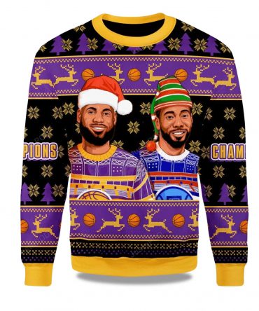 2025 Lebron James And Kawhi Leonard Basketball Christmas Ugly Sweater
