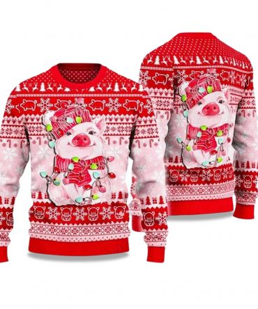 2025 Lovely Pig Reindeer Ugly Christmas Sweater