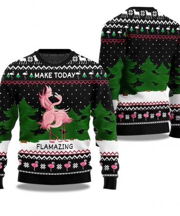 2025 Make Today Flamazing Flamingo Ugly Christmas Sweater