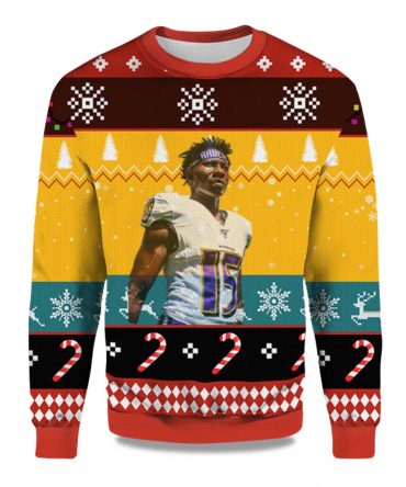 2025 Marquise Brown Baltimore Ravens Ugly Christmas Sweater