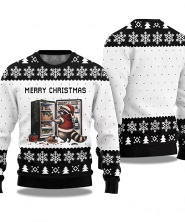 2025 Merry Christmas Raccoon Ugly Christmas Sweater