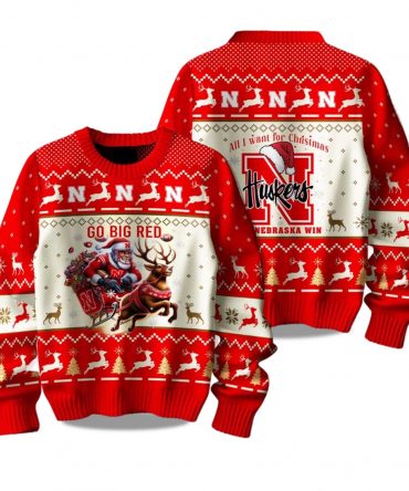 2025 Nebraska Cornhuskers Go Big Red Ugly Christmas Sweater