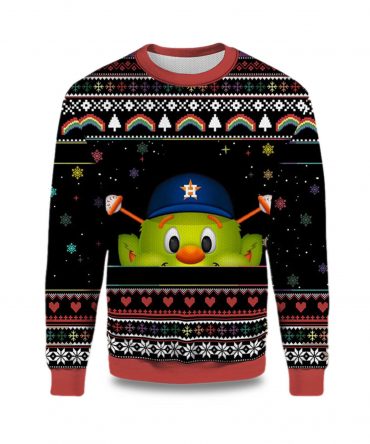 2025 Orbit Houston Astros Minimalist Mascot Ugly Christmas Sweater