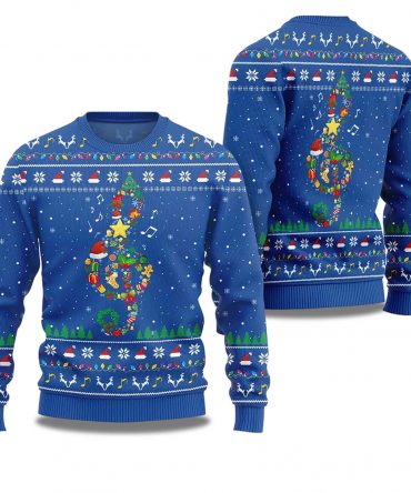 2025 Radiant Music Note Ugly Christmas Sweater