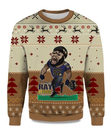 2025 Ray Lewis Baltimore Ravens Ugly Christmas Sweater
