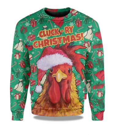 2025 Rooster Chicken Santa Christmas Ugly Sweater