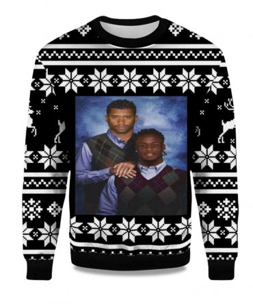 2025 Russell Wilson Jerry Jeudy Step Brother Denver Broncos Ugly Christmas Sweater