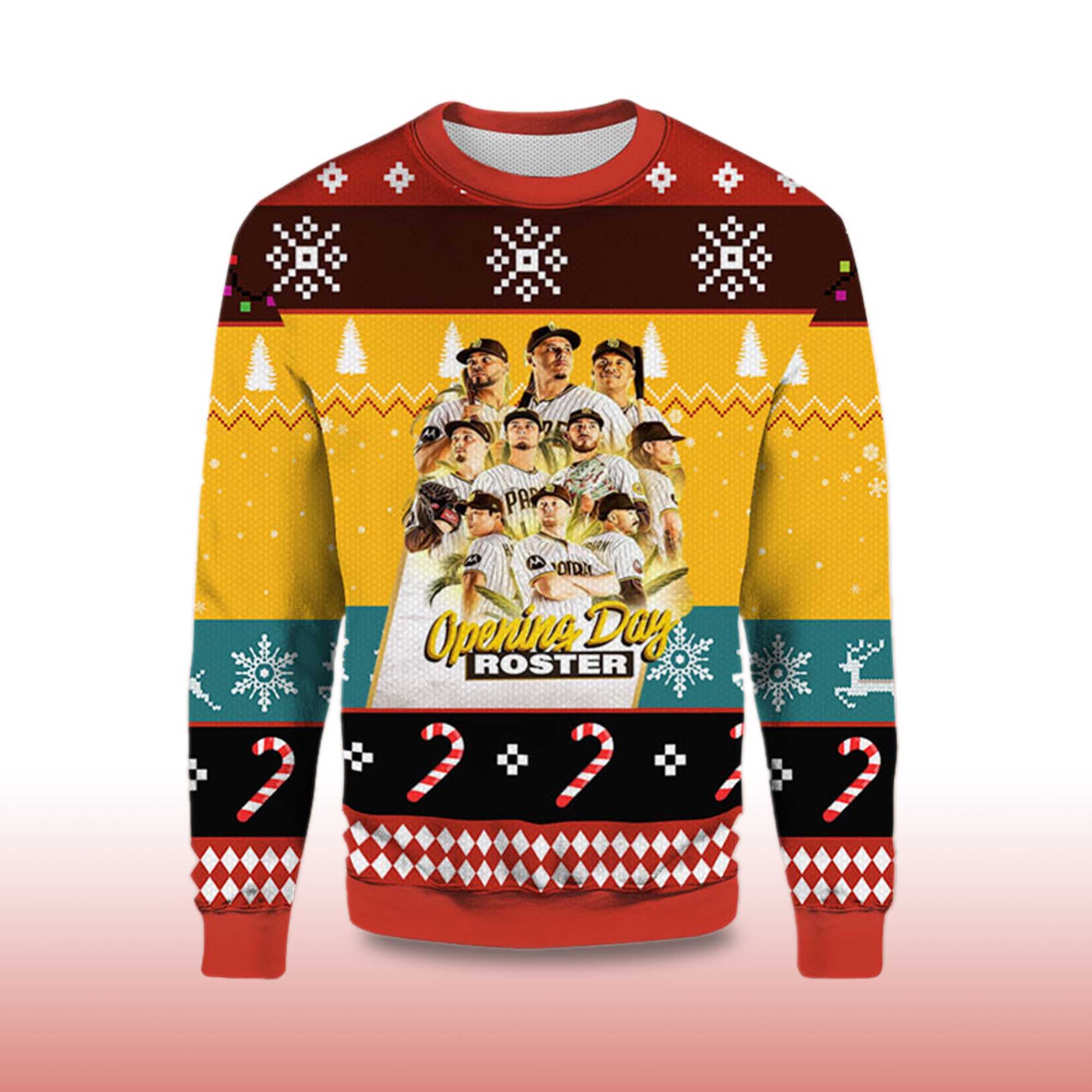 2025 San Diego Padres Opening Day Roster Ugly Christmas Sweater - Image 2