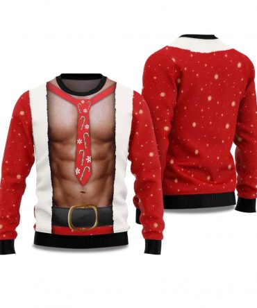 2025 Santa Abs Body Ugly Christmas Sweater