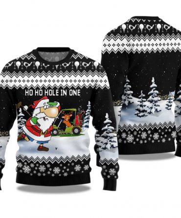 2025 Santa And Golf Mens Ugly Christmas Sweater