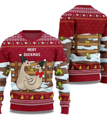 2025 Seriously Naughty Duck On The Farm Ugly Christmas Sweater