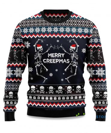 2025 Skeleton Merry Creepmas Ugly Christmas Sweater