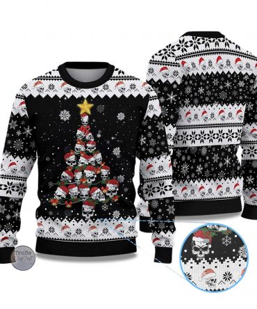 2025 Skull Pine Tree Ugly Christmas Sweater