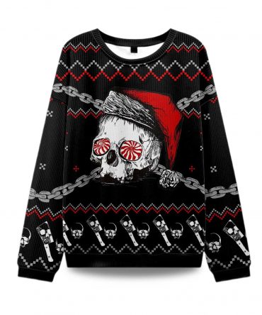 2025 Skulls And Chains Ugly Christmas Sweater