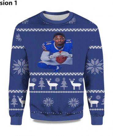 2025 Stefon Diggs Bills Ugly Christmas Sweater