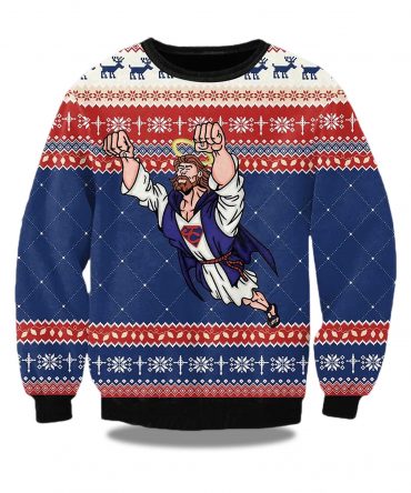 2025 Super Jesus Ugly Christmas Sweater