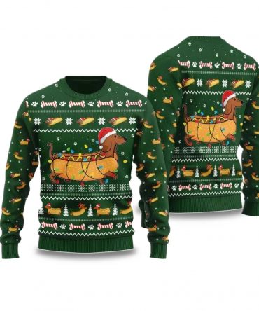 2025 Taco Dachshund Ugly Christmas Sweater