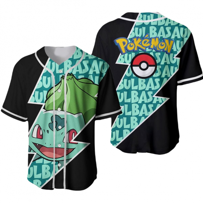 Catch 'Em All In Style: Bulbasaur Pokémon Baseball Jersey - Perfect For Fans!