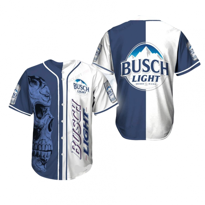 Busch Light Baseball Jersey - Skull Design , Limited Edition Sportswear For Beer Lovers