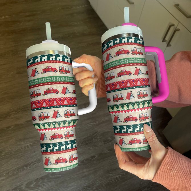 Camping Christmas Custom Stanley Quencher 40oz Stainless Steel Tumbler With Handle - Image 2