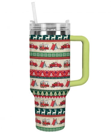 Camping Christmas Custom Stanley Quencher 40oz Stainless Steel Tumbler With Handle