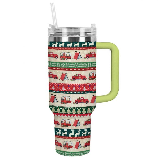 Camping Christmas Custom Stanley Quencher 40oz Stainless Steel Tumbler With Handle