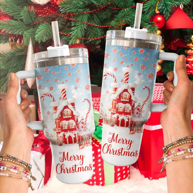 Candy House Christmas Custom Stanley Quencher 40oz Stainless Steel Tumbler With Handle - Image 2