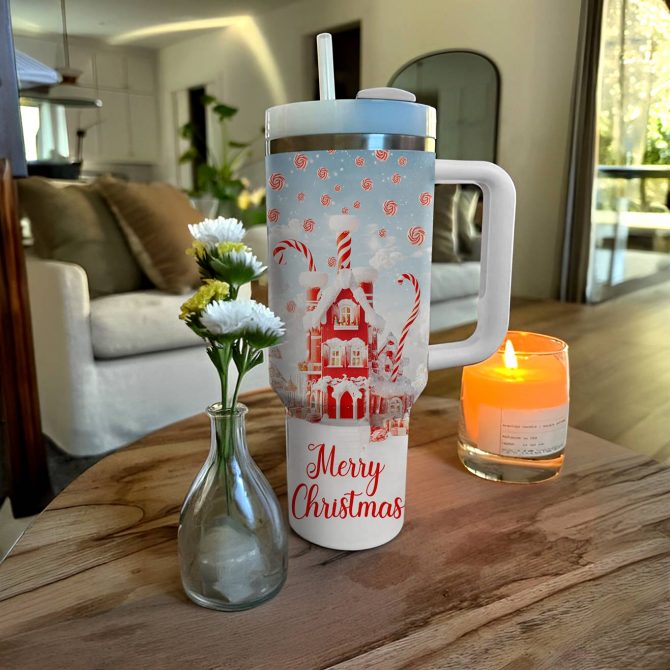 Candy House Christmas Custom Stanley Quencher 40oz Stainless Steel Tumbler With Handle - Image 3