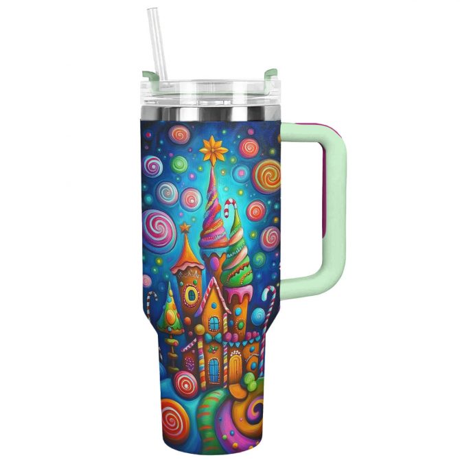 Candy Kingdom Christmas Custom Stanley Quencher 40oz Stainless Steel Tumbler With Handle