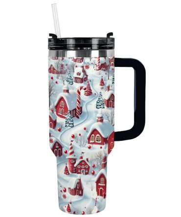 Candy Town Christmas Custom Stanley Quencher 40oz Stainless Steel Tumbler With Handle