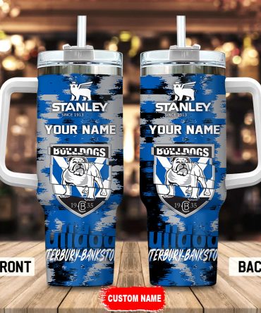 Custom Name Stanley Bulldogs Tumbler with Handle - Personalized Drinkware