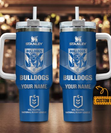 Personalized Bulldogs Tumbler - Custom Name Stanley Mug for Sports Fans