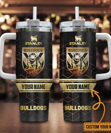 Custom Name Bulldogs Tumbler with Handle & Straw - Personalized Sports Drinkware