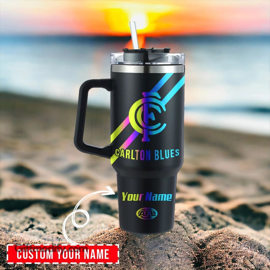 Customizable Carlton Blues Tumbler with Handle - Personalized Drinkware Gift