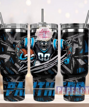 Limited Edition Football Panther Tumbler with Handle & Straw