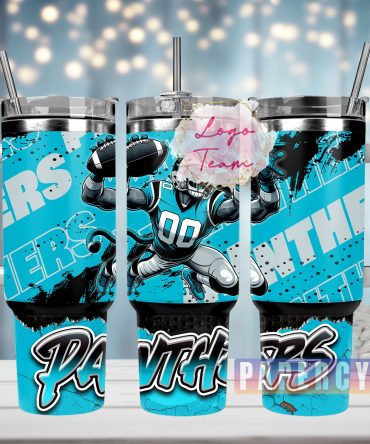 Limited Edition Panther Football Tumbler with Handle & Straw - Perfect Gift for Fans