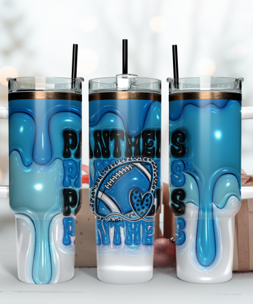 Panthers Pride Tumbler - Unique Drip Design, Perfect Gift for Fans