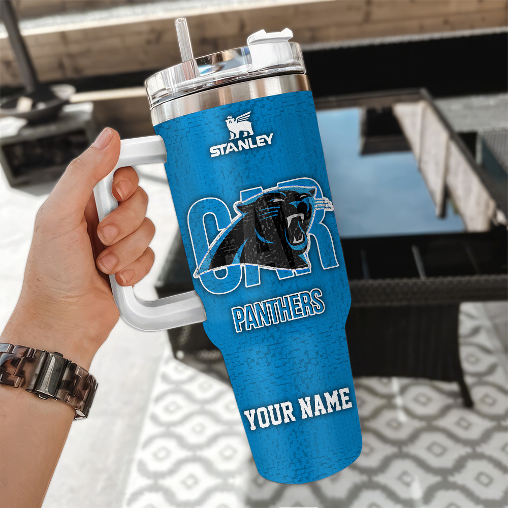 Custom Carolina Panthers Stanley Tumbler with Handle – Personalized Fan Gift - Image 3