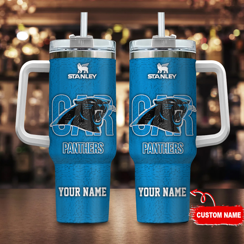 Custom Carolina Panthers Stanley Tumbler with Handle – Personalized Fan Gift