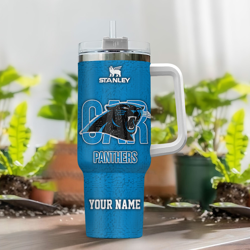 Custom Carolina Panthers Stanley Tumbler with Handle – Personalized Fan Gift - Image 2