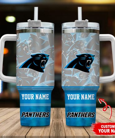 Customizable Panthers Insulated Tumbler with Handle & Straw - Perfect Gift for Fans