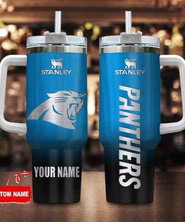 Custom Personalized Blue Panther Insulated Tumbler with Handle & Straw