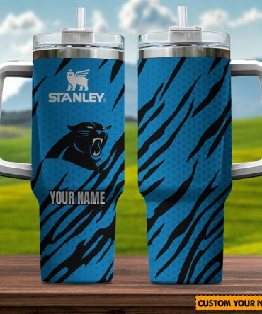 Customizable Panther Design Tumbler with Handle - Personalized Name