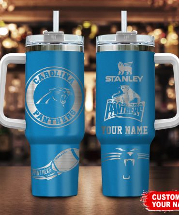 Customizable Carolina Panthers Tumbler with Handle - Personalized NFL Fan Gift