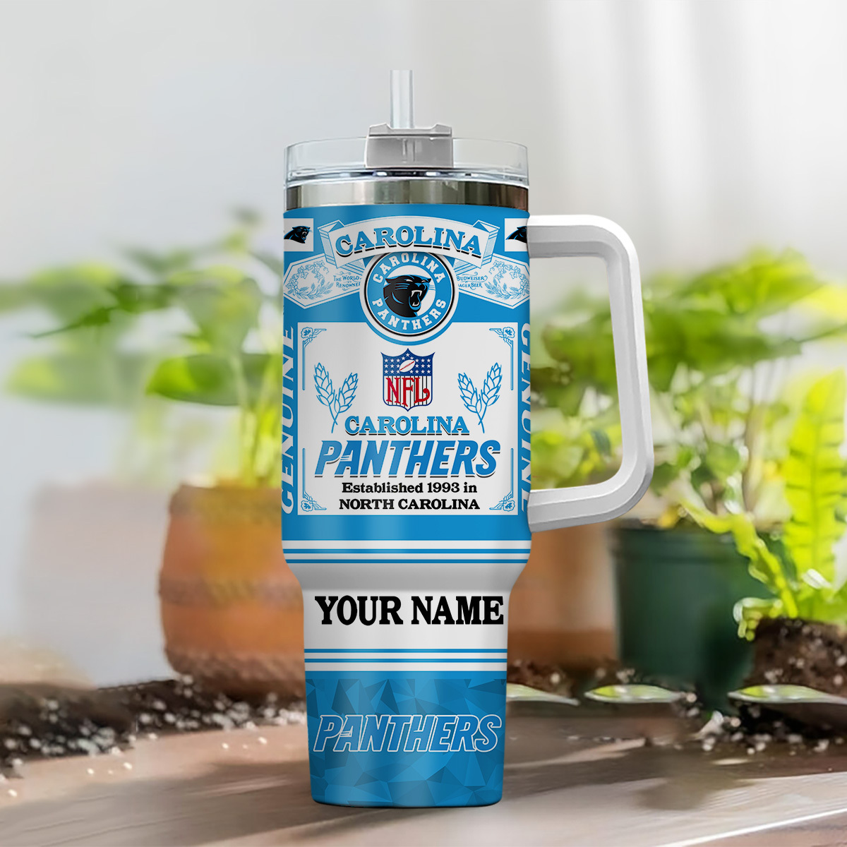 Customize Your Name NFL Carolina Panthers Tumbler - Perfect Gift for Fans - Image 2