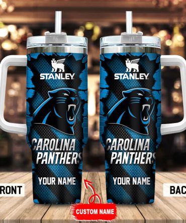 Custom Carolina Panthers Tumbler with Straw - Personalized Stanley Cup