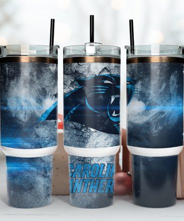 Carolina Panthers Double-Wall Insulated Tumbler with Handle & Straw - 40oz