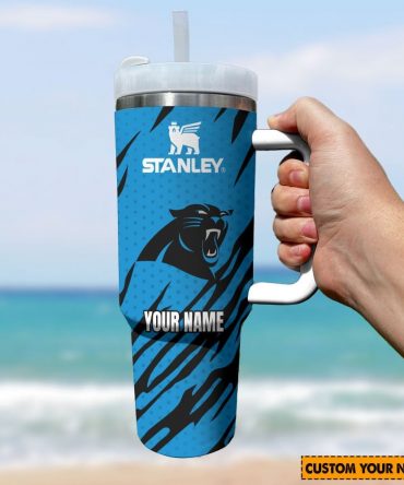Customizable Stanley Tumbler with Handle - Personalized Blue Panther Design