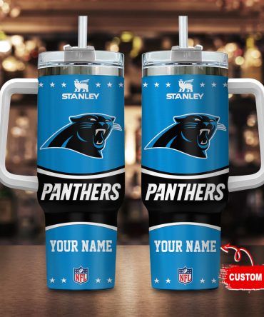 Customizable Panthers Stanley Tumbler with Handle - Personalized NFL Fan Gift